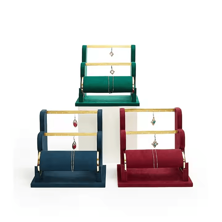 DE-LIANG Luxury Jewelry showcase Bracelet Earring Display Rack Microfiber Multi-functional Display Bracelet Display Stand