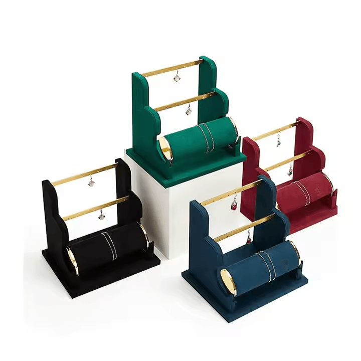 DE-LIANG Luxury Jewelry showcase Bracelet Earring Display Rack Microfiber Multi-functional Display Bracelet Display Stand
