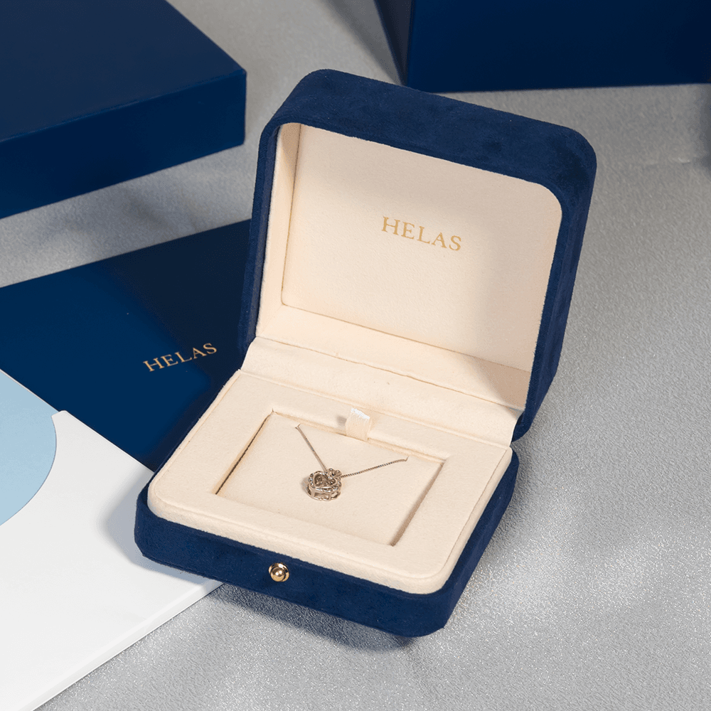 DE-LIANG Luxury Blue Velvet Jewelry Gift Box with Bronzing Logo Envelope Style Packaging | Lid & Base Design | Ideal for Rings, Necklaces, and Premium Gifting