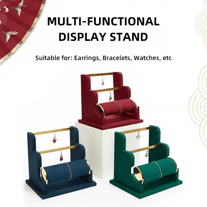 DE-LIANG Luxury Jewelry showcase Bracelet Earring Display Rack Microfiber Multi-functional Display Bracelet Display Stand