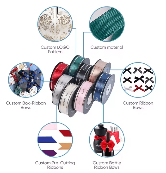 DE-LIANG New Design Custom Logo Decoration Packaging Double Satin Ribbon Gold Printing Flower Gift Ribbon