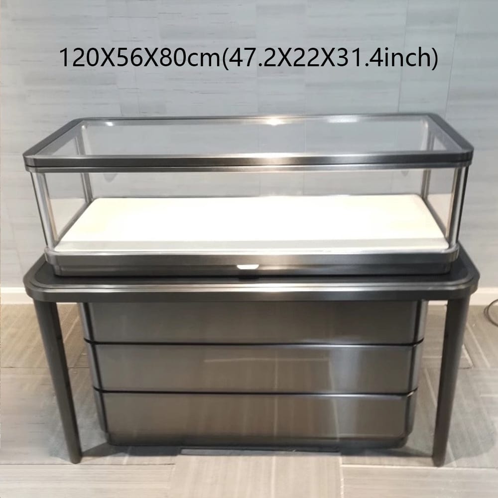 DE-LIANG Luxury Jewellery Shop Interior Design Luxury High-End Stainless Steel Glass Jewelry Display Showcase Jewelry Display Cabinet
