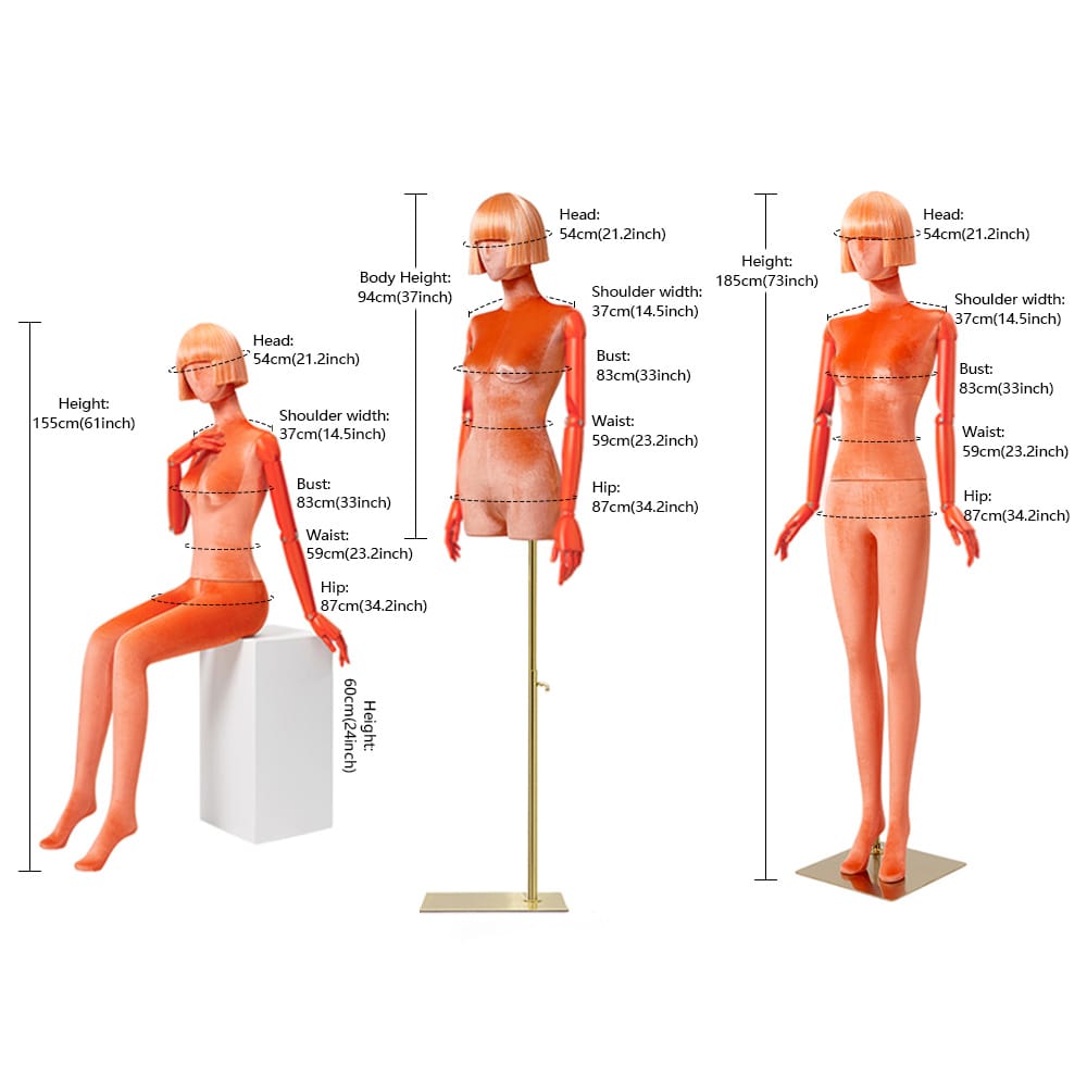 DE-LIANG Роскошные женские полное тело манекен, красочные бархат ткань дисплей платье форма модель для бутика дисплей, манекен торс с деревянной рукой