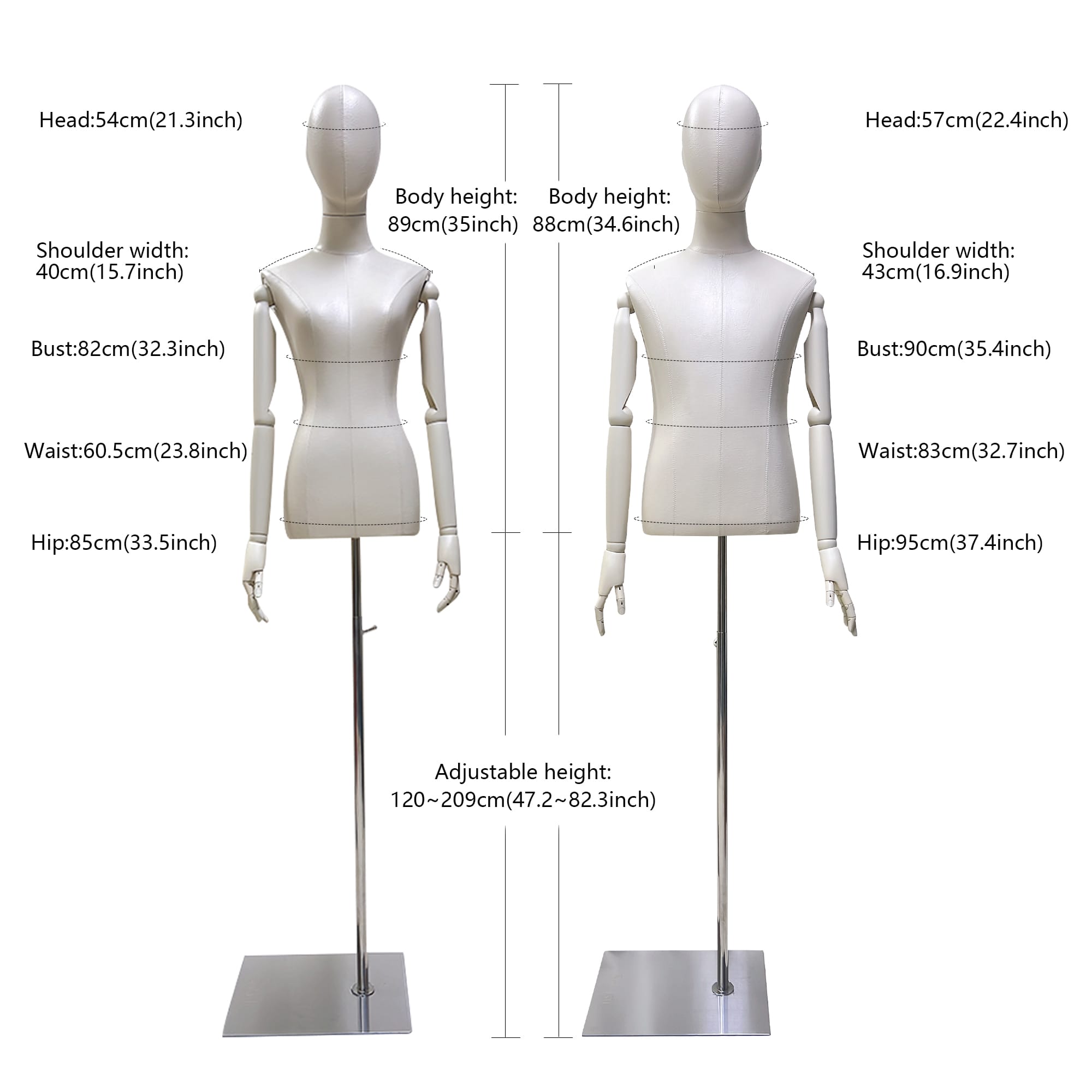 DE-LIANG高級レザー半身女性/男性マネキントルソー、ヴィンテージドレスフォーム、女性の服の表示、ウィンドウの表示、ショップの装飾のための