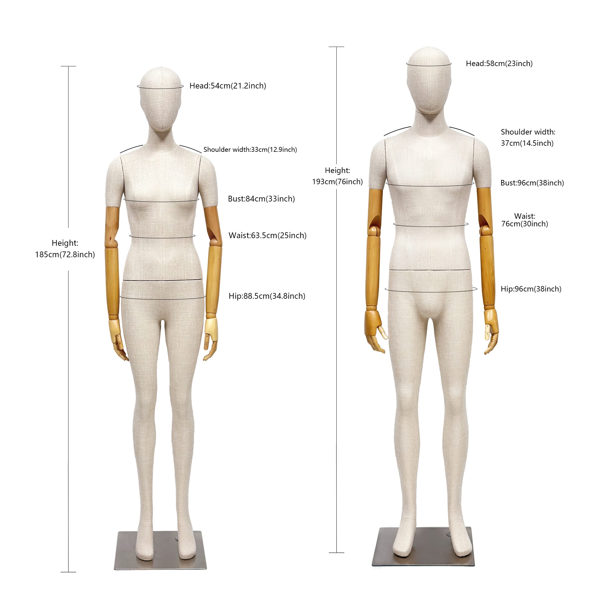 DE-LIANGのガラス繊維の短い腕が付いている贅沢な女性男性の完全なボディのタケベージュ麻布の表示マネキンManiquinのヴィンテージ、宝石類の胸部の表示1 PC