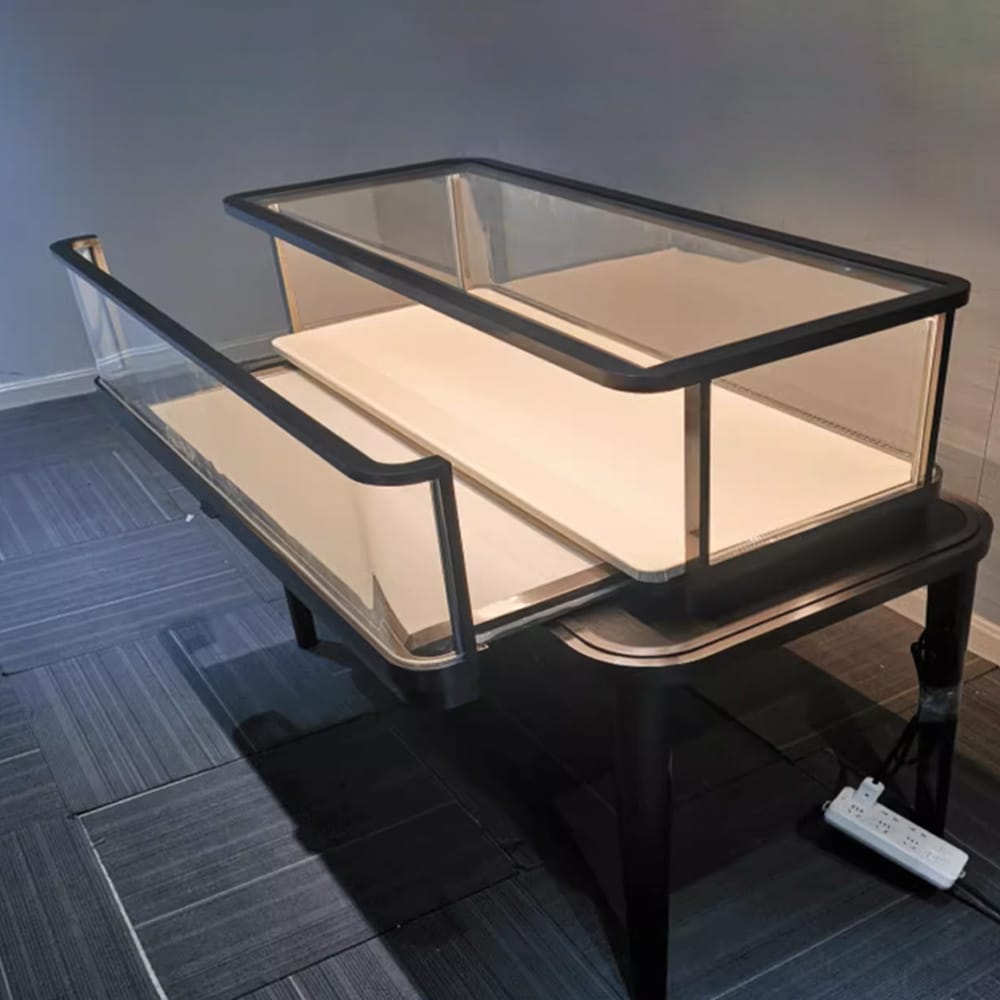 DE-LIANG Luxury Jewellery Shop Interior Design Luxury High-End Stainless Steel Glass Jewelry Display Showcase Jewelry Display Cabinet