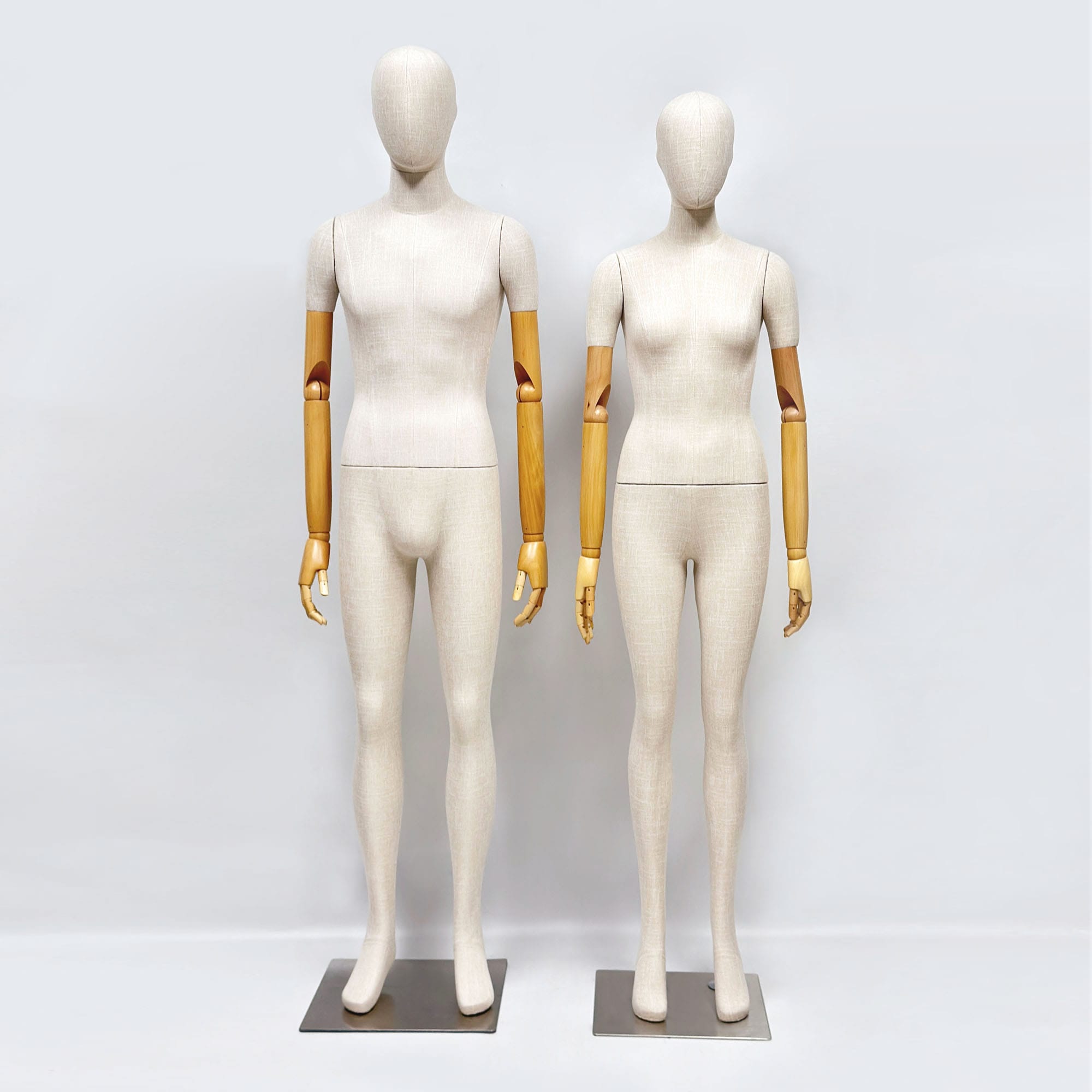 DE-LIANGのガラス繊維の短い腕が付いている贅沢な女性男性の完全なボディのタケベージュ麻布の表示マネキンManiquinのヴィンテージ、宝石類の胸部の表示1 PC