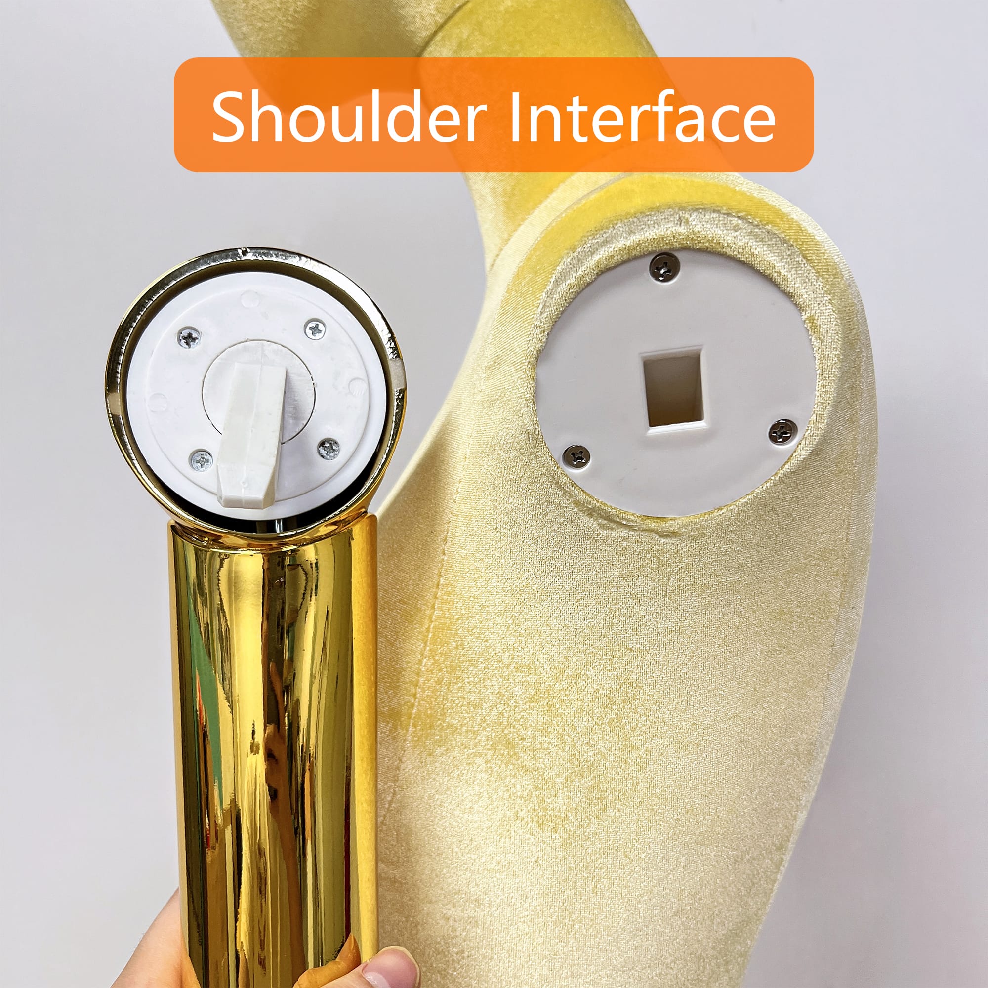 DE-LIANG女性マネキントルソー、女性半身マネキンドレスフォーム、シルバーゴールドの手とベルベットのマネキントルソー、衣料品店女性ドレスフォームトルソー、かつらのためのベルベットのマネキンヘッド