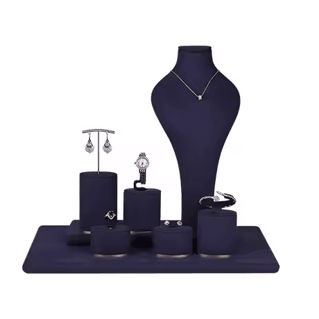 DE-LIANG の窓ショーの新しい到着の宝石類の陳列台のスエードの物質的なネックレスの胸像のための宝石類の表示セット