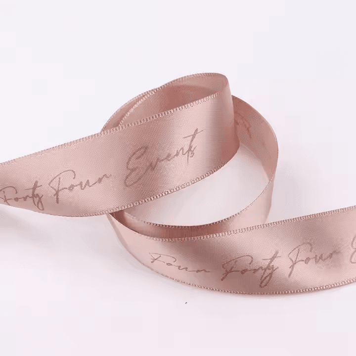 DE-LIANG New Design Custom Logo Decoration Packaging Double Satin Ribbon Gold Printing Flower Gift Ribbon