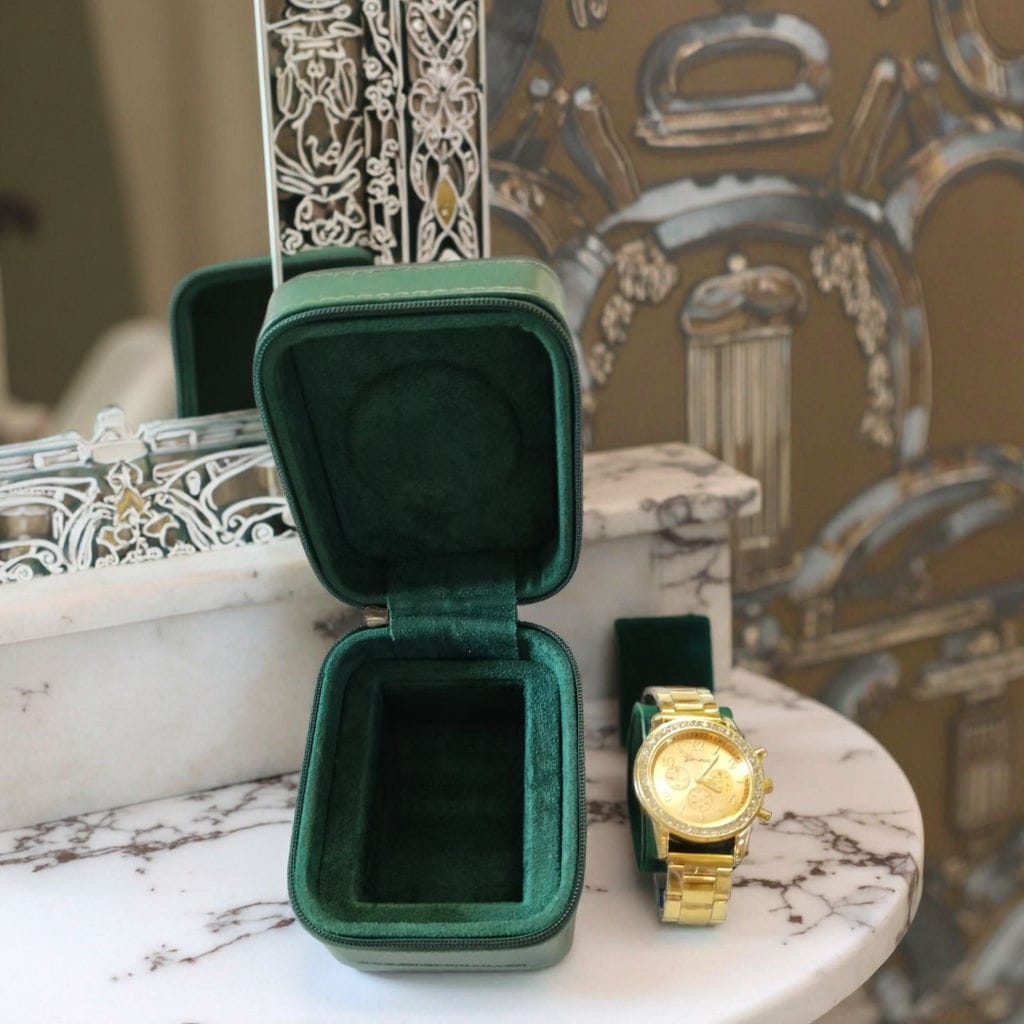 Custom Logo Leather Watch Box - Exquisite Zipper Design, Lint Lining for Watch/Jewelry