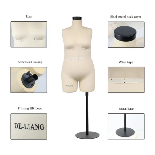1:2 Miniature Size 16 Dress Form – Metal Base Plus-Size Mannequin for Fashion Designers