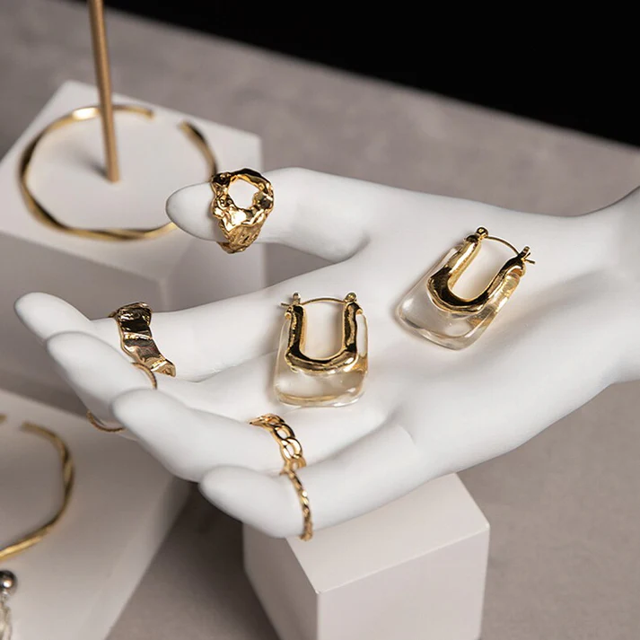Creative Plaster Jewelry Display Set – Matte White for Rings, Necklaces & Earrings