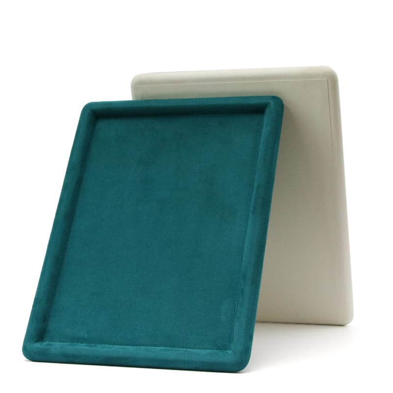 Elegant Rectangular Jewelry Tray - PU Leather & Microfiber Display Rack for Precious Accessories