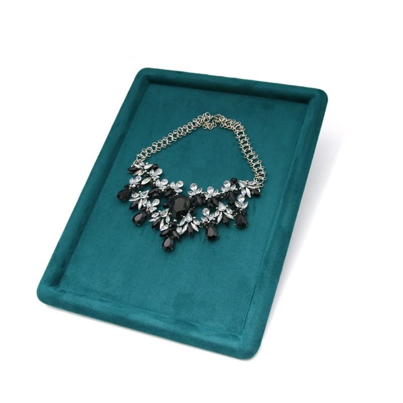 Elegant Rectangular Jewelry Tray - PU Leather & Microfiber Display Rack for Precious Accessories