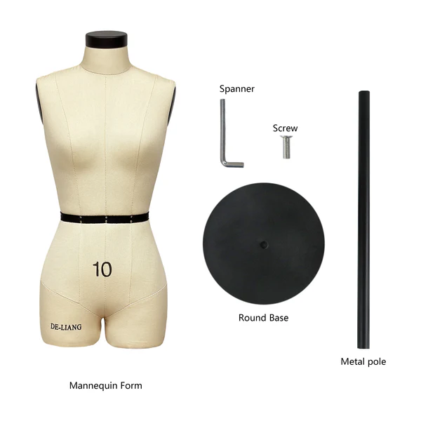 1:2 Half-Scale Dress Form with Soft Arms – Female Mannequin for Sewing & Tailoring