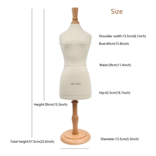 Полумасштабная форма женского торса 1:2 - полностью сминаемый манекен из пенопласта для шитья и изготовления выкроек