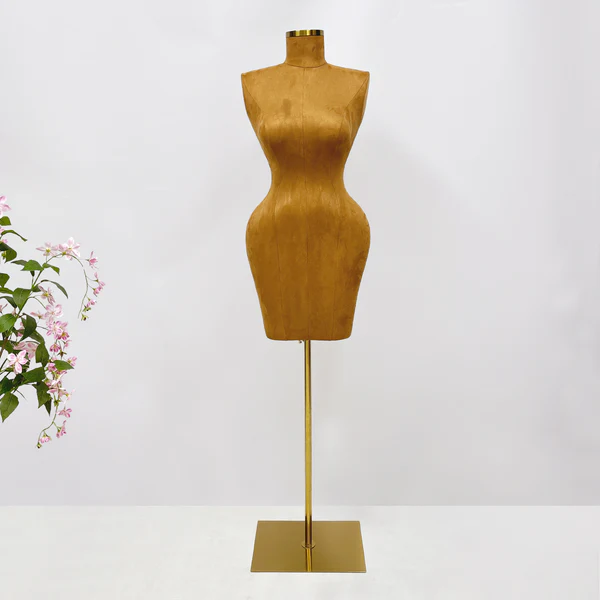 高級ブラウンスエード女性トルソー - 衣服の表示のためのヘッドレス半身マネキン