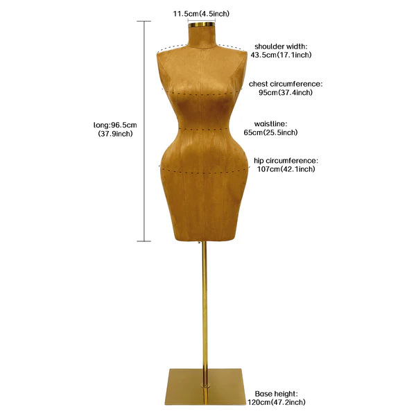 高級ブラウンスエード女性トルソー - 衣服の表示のためのヘッドレス半身マネキン