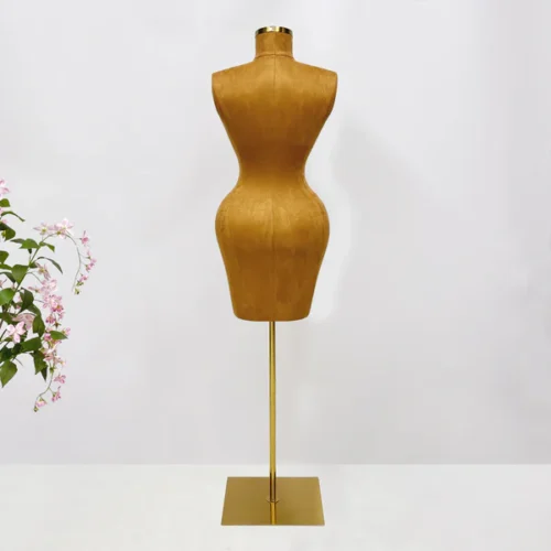 Luxury Brown Suede Female Torso – Headless Half-Body Mannequin for Garment Displays