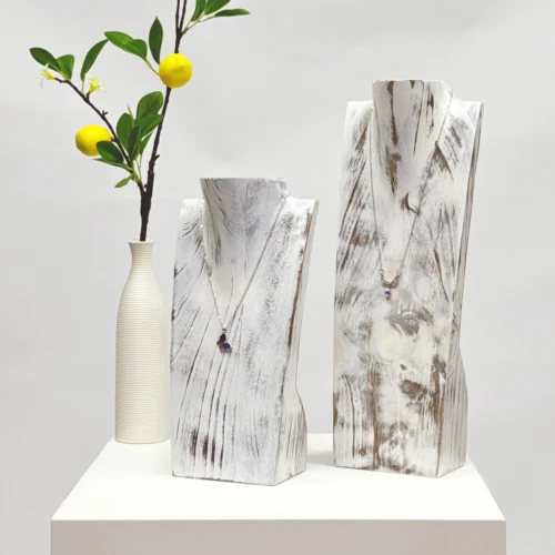 Подставка для ожерелий-цепочек из массива дерева, размеры 30,5 см/50 см, матовый белый