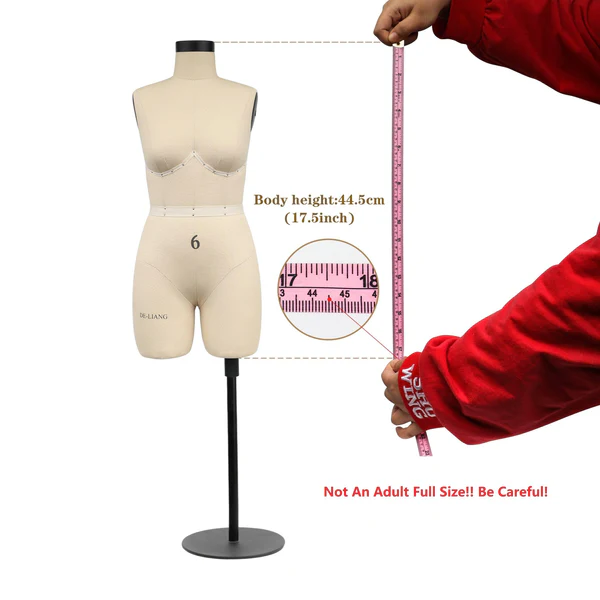 Half-Scale US Size 6 Dress Form – Metal Base Mannequin for Trouser & Lingerie Sewing