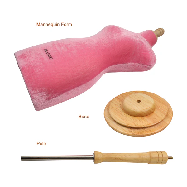 1:2ハーフスケールピンクベルベットドレスフォーム - ファッションデザインのための完全にPinnableマネキン