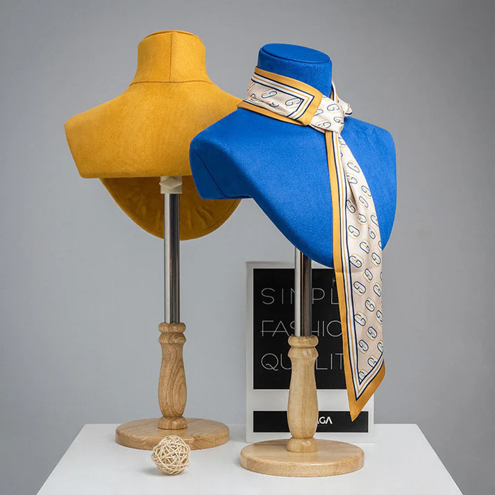 Adjustable Height Velvet Jewelry Display Bust – Fiberglass Core for Store Counters