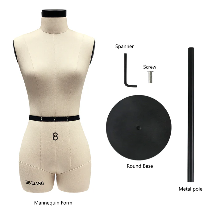 Half-Scale Sewing Dress Form (Size 8) – Mini Female Mannequin with Adjustable Height for Draping