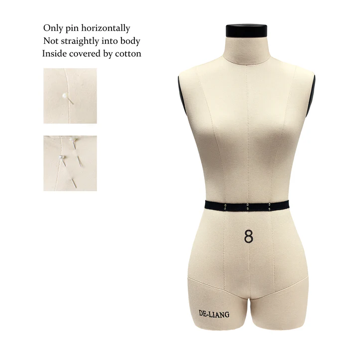 Half-Scale Sewing Dress Form (Size 8) – Mini Female Mannequin with Adjustable Height for Draping