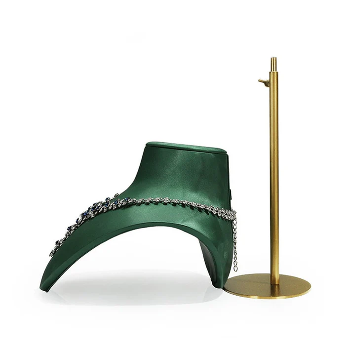 Premium Fiberglass Jewelry Bust Stand – Soft Leather Wrap & Adjustable Height for Displays