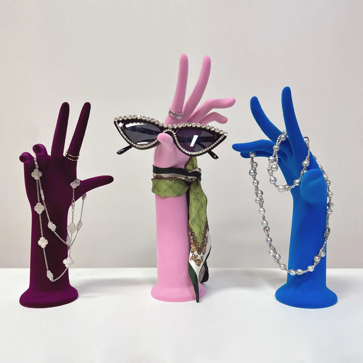 Luxury Velvet Female Mannequin Hand – Multi-Use Display Stand for Jewelry, Bags & Sunglasses