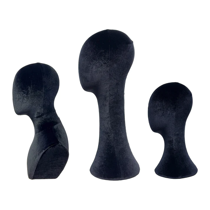 Elegant Long Neck Mannequin Head – Black Velvet Pinnable Model for Boutiques & Photography