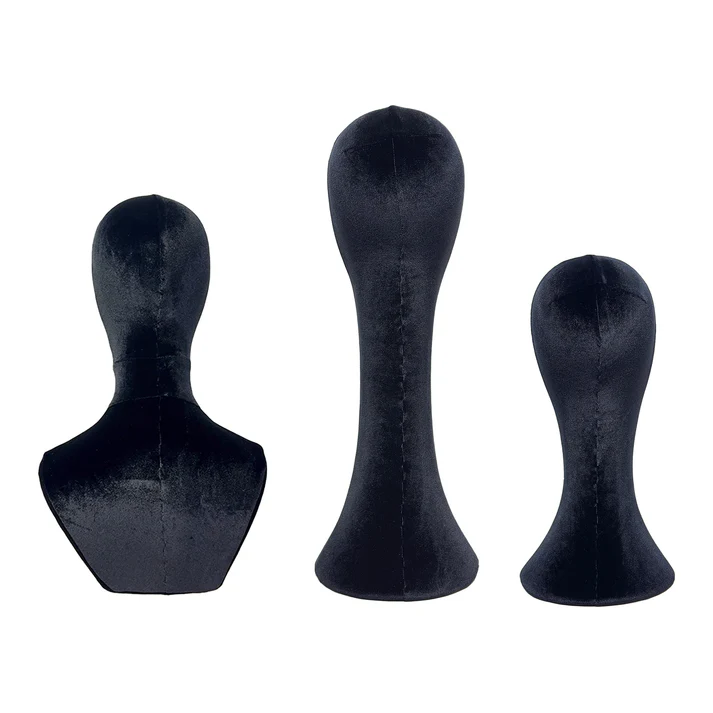 Elegant Long Neck Mannequin Head – Black Velvet Pinnable Model for Boutiques & Photography